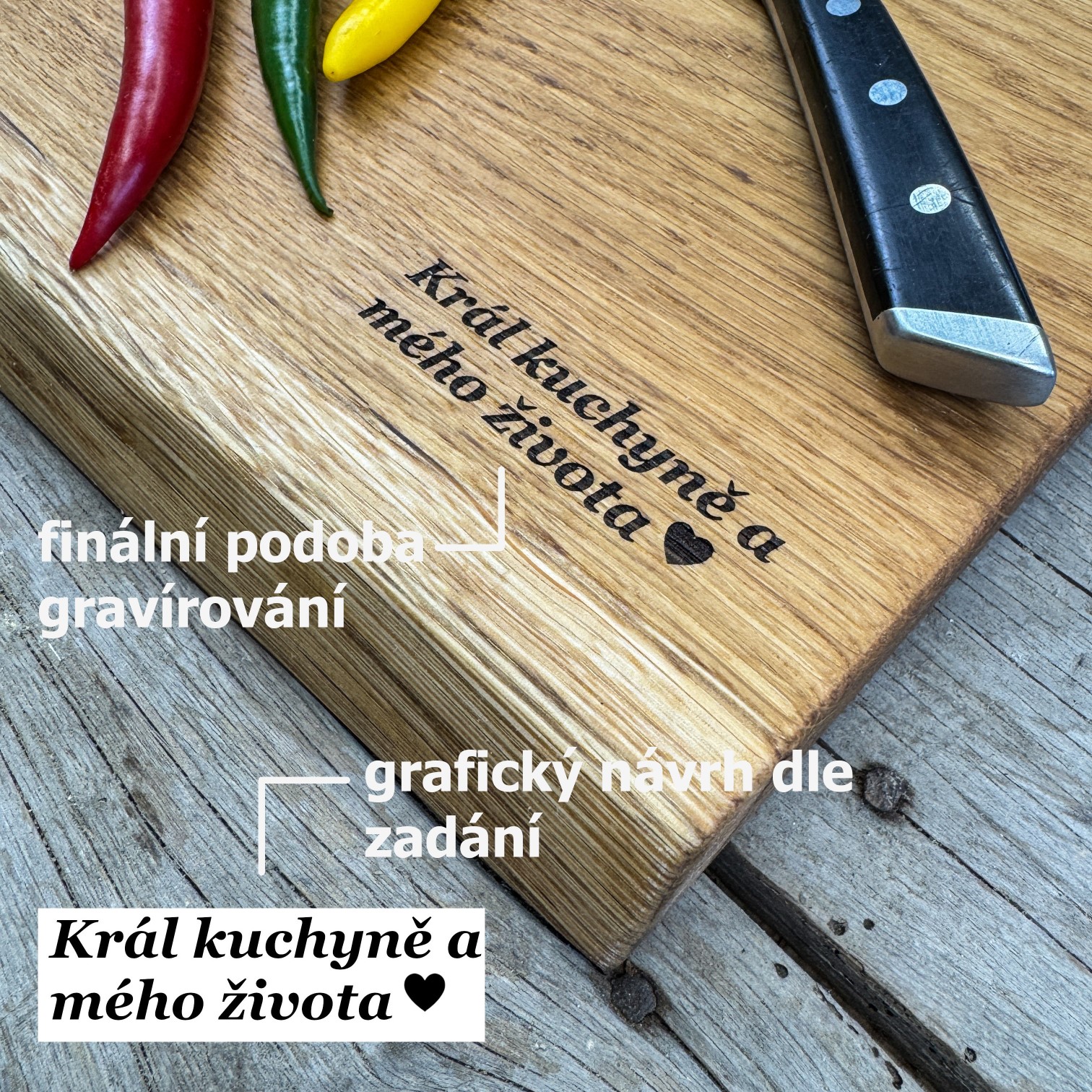 gravírování na krájecí prkénko